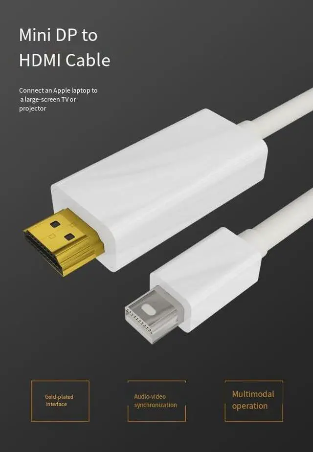 Alt view image 3 of 7 - DIXSG Mini DP to HDMI 1080P Adapter Cable, UHD Converter for TV, Laptop, Computer, and Monitor