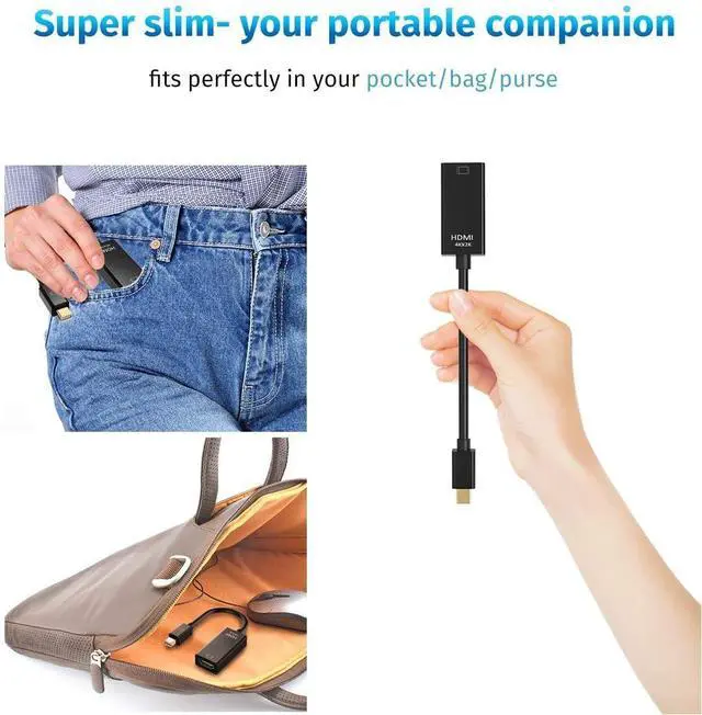 Alt view image 6 of 7 - DIXSG Mini DisplayPort to HDMI Adapter 2-Pack, 4K UHD Thunderbolt-Compatible Converter with Gold-Plated Connectors for MacBook, Mac Mini, and Surface Pro