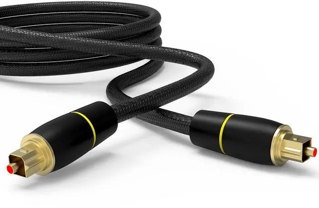 Alt view image 7 of 7 - DIXSG Digital Optical Audio Cable 6.6FT (2M), Toslink Fiber Optic Cable for Soundbar, TV, PS4, Xbox, Home Theater, and Stereo System  Black