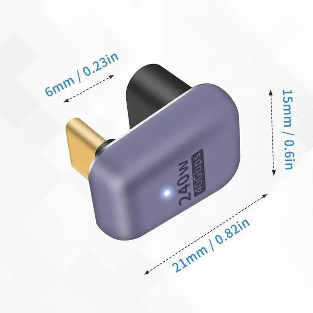 Alt view image 6 of 7 - DIXSG 2-Pack 180° USB-C Adapter, USB4.0 Type-C Extender Connector, 240W PD Fast Charging, 40Gbps Data Transfer & 8K Video, Compatible with Thunderbolt 4/3, Laptop, MacBook