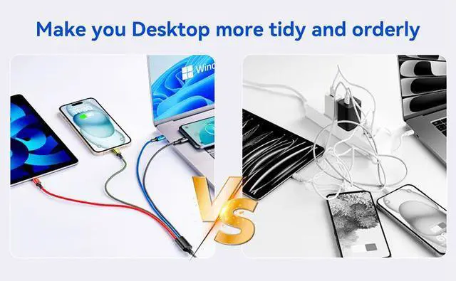 Alt view image 6 of 7 - DIXSG 4-in-1 Multi Charging Cable (2-Pack, 4FT), 3.5A Fast Charging Braided Cord with USB-C/Micro/Lightning Compatible for iPhone, Samsung Galaxy, Tablets & More