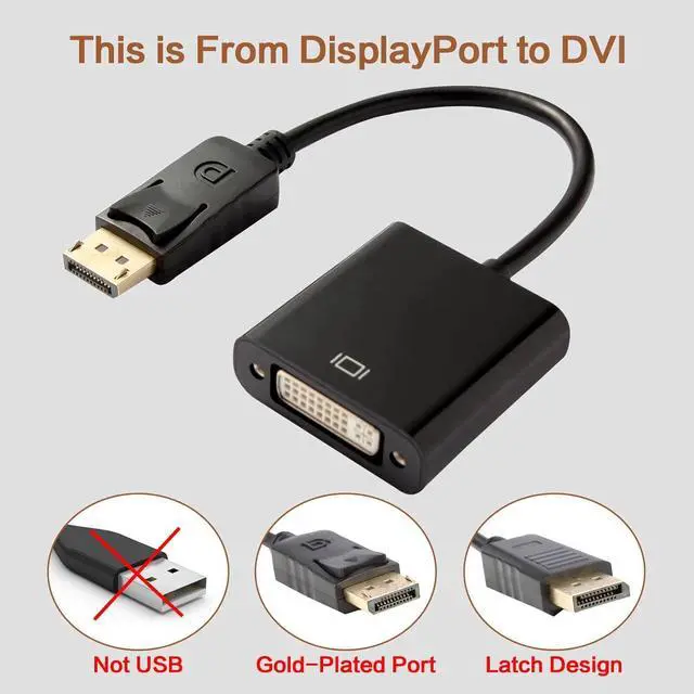 Alt view image 2 of 7 - DIXSG DisplayPort to DVI Adapter, 1080P Gold-Plated DP (Male) to DVI-D (Female) Converter Cable, Compatible with PC, Laptop, Desktop, Monitor, HDTV & Projector