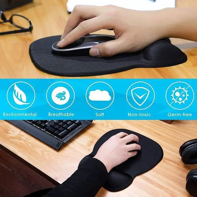 Alt view image 7 of 7 - DIXSG Ergonomic Gel Wrist Rest Mouse Pad, Comfortable Mousepad with Non-Slip PU Base, Pain Relief Support for Computer, Laptop, Office & Home Black (9.4 x 8.2 in)