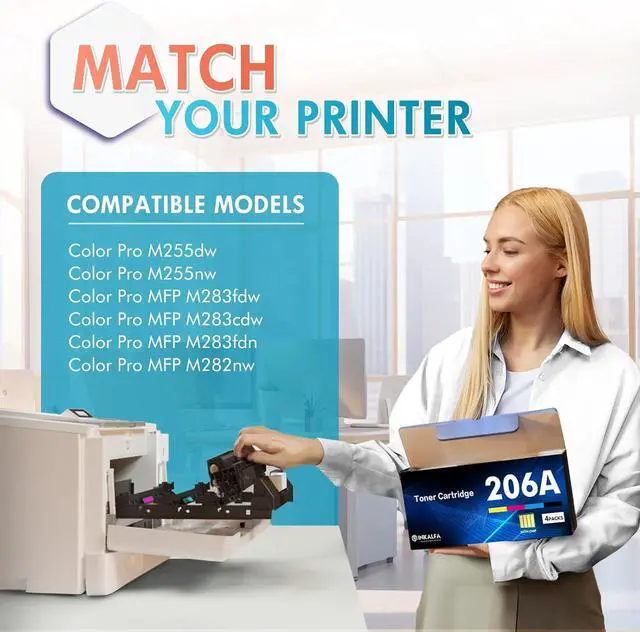 Alt view image 2 of 7 - Ennovor 206A Toner Cartridges 4 Pack 206X Set M283fdw M283cdw Compatible Replacement for HP 206A 206X Color Laserjet Pro MFP M283fdw M283cdw M283 Pro M255dw Printer Ink High Yield (with Chip-B/C/Y/M)