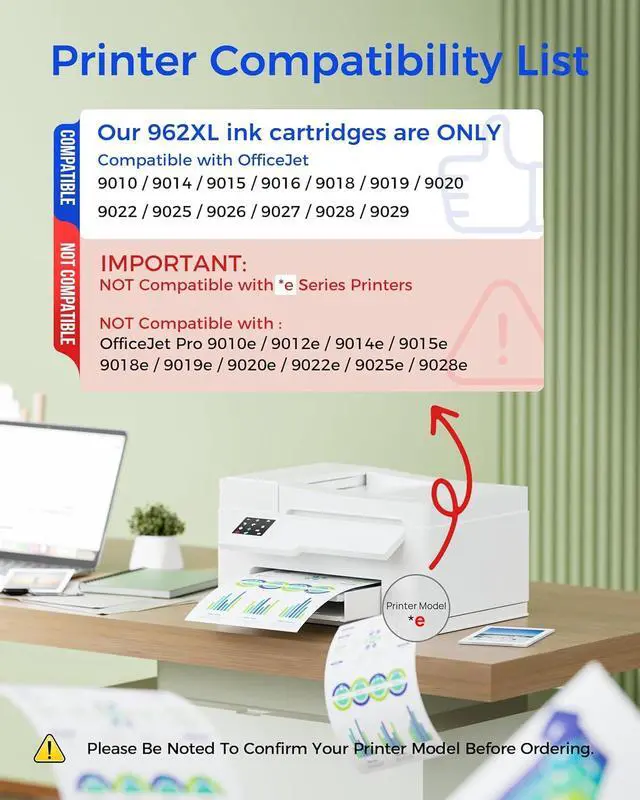 Alt view image 3 of 5 - Ennovor 962XL 962 XL Ink Cartridges Combo Pack for 962 962 XL Ink Cartridges Compatible with HP OfficeJet Pro 9010 9012 9015 9018 9019 9020 9025 Printer 4 Pack