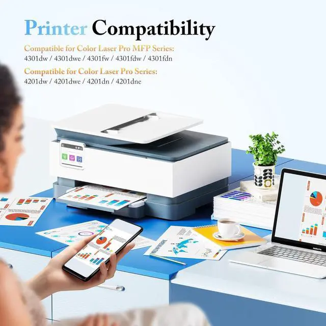 Alt view image 2 of 7 - Ennovor LxTek 210A 210X Toner Cartridges 4 Pack (with Chip) Replacement for HP 210A 210X W2100A W2100X Compatible with HP Color Laserjet Pro MFP 4301fdw 4301fdn Pro 4201dw 4201dn Series Printer (BCYM)