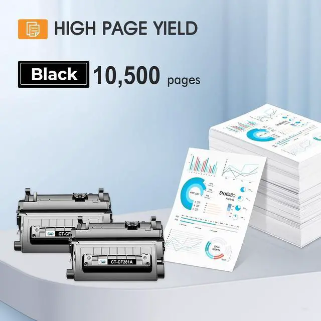 Alt view image 3 of 6 - CF281A 81A Black Toner Cartridge 2-Pack Compatible Replacement for HP 81A 81X CF281A CF281X Toner Cartridge for HP Enterprise MFP M604 M605 M630h M630dn M630f M630z M606 M630 Printer Ink