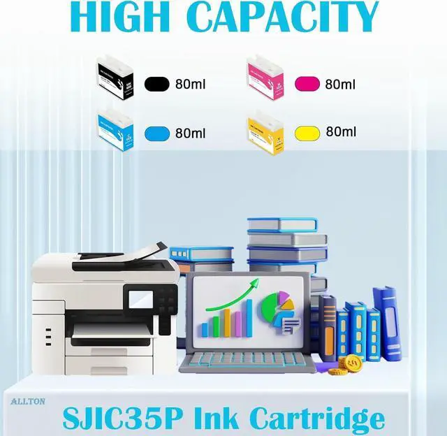 Alt view image 3 of 6 - SJIC35P Ink Cartridge 4-Pack Compatible SJlC35P-BK SJIC35P-C SJIC35P-M SJIC35P-Y Ink Replacement for ColorWorks CW-C6000P CW-C6500A CW-C6000A CW-C6500P Color Inkjet Matte Label Printer