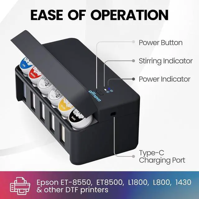 Alt view image 3 of 6 - Ennovor OFFNOVA CISS DTF White Ink Circulation System, Upgraded Extension CISS Ink Tube and Waste Ink Collector for ET8550 L805 DTF Printer, Black