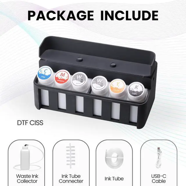 Alt view image 5 of 6 - Ennovor OFFNOVA CISS DTF White Ink Circulation System, Upgraded Extension CISS Ink Tube and Waste Ink Collector for ET8550 L805 DTF Printer, Black