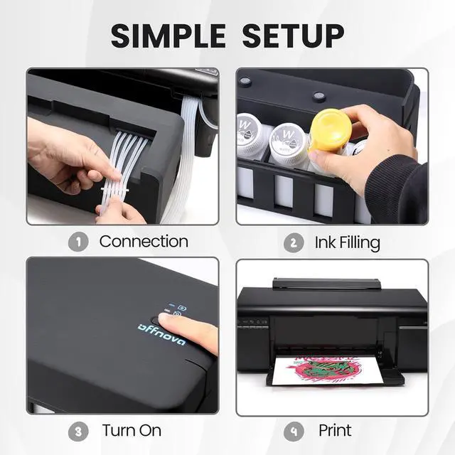 Alt view image 6 of 6 - Ennovor OFFNOVA CISS DTF White Ink Circulation System, Upgraded Extension CISS Ink Tube and Waste Ink Collector for ET8550 L805 DTF Printer, Black