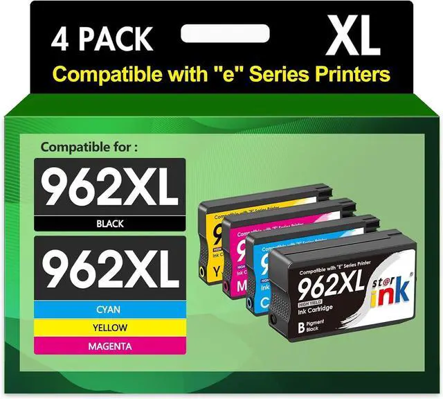 Main image of Ennovor 962XL Ink Cartridges for HP 962XL Ink Cartridges Combo Pack Work for HP Officejet Pro 9015e 9025e 9018e 9025e 9010 9015 9025 9020 Printer for HP 962 XL (4 Pack)