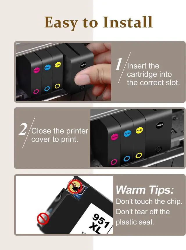 Alt view image 6 of 7 - Ennovor 950XL 951XL Ink Cartridges Combo Pack Replacement for HP 950 951 XL HP950 HP951 XL for OfficeJet Pro 8100 8110 8600 8610 8615 8616 8620 8625 8630 8640 8660 251DW 276DW 271DW (BK C Y M 4Pack)