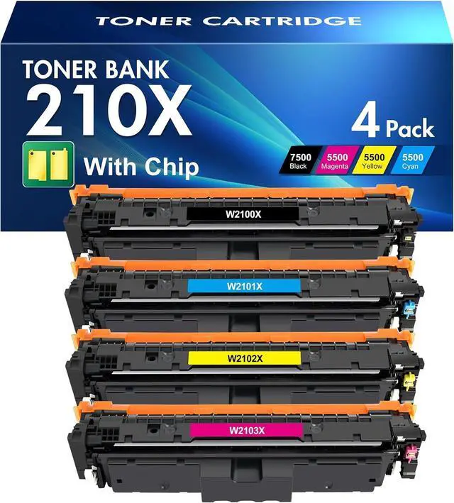 Main image of Ennovor 210X Toner Cartridges Replacement for HP 210X 210A 210 Toner Cartridges 4 Pack High Yield for HP Color Pro MFP 4301fdw 4301fdn Pro 4201dw 4201dn Printer W2100X W2100A Ink (with Chip)