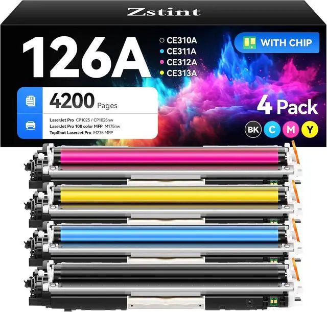 Main image of Ennovor 126A Toner Cartridge Set 4-Pack Replacement for HP 126A CE310A CE311A CE312A CE313A Compatible with HP Laserjet Pro 100 Color MFP M175nw CP1025 CP1025nw M275 Printer Black Cyan Magenta Yellow