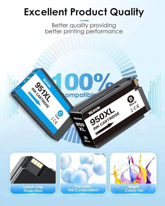 Alt view image 4 of 6 - Ennovor 950XL 951XL Combo Pack (5-Pack) Compatible for High Yield HP 950 951 Ink Cartridges Combo Pack, 8600 8610 8620 8660 76DW 251DW, Best-for Home Office, Color, Black