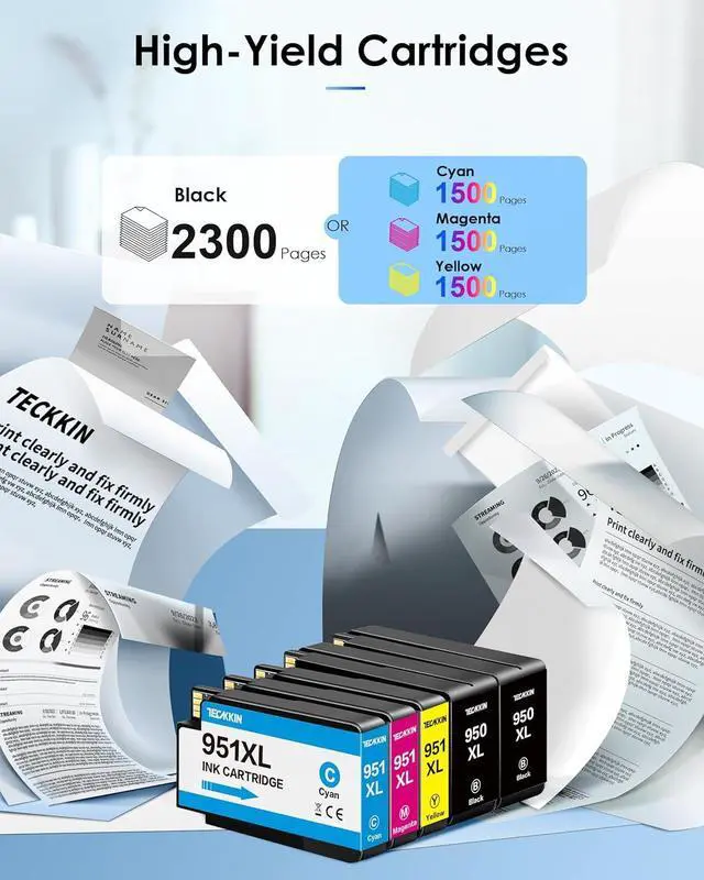 Alt view image 3 of 6 - Ennovor 950XL 951XL Combo Pack (5-Pack) Compatible for High Yield HP 950 951 Ink Cartridges Combo Pack, 8600 8610 8620 8660 76DW 251DW, Best-for Home Office, Color, Black