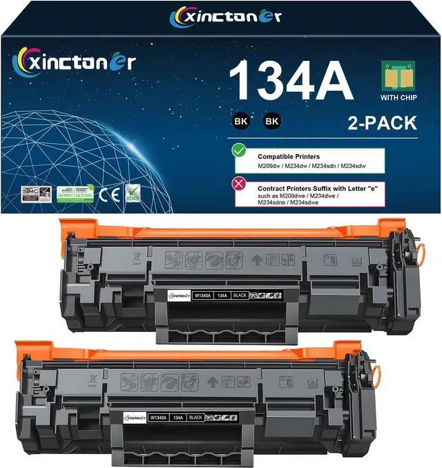 Main image of Ennovor 134A Black Toner Cartridge (with Chip) Replacement for HP 134A W1340A 134X W1340X Toner Cartridges Compatible with Laser Jet M209dw MFP M234dw M234sdn M234sdw Printer (2 Pack)