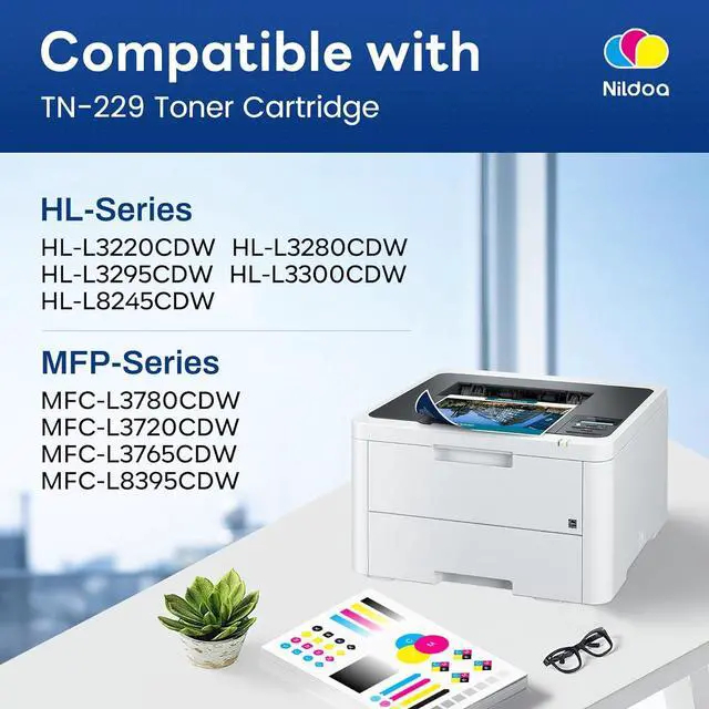 Alt view image 2 of 7 - Ennovor TN229 Toner Cartridges Black Cyan Magenta Yellow Replacement for Brother TN2294PK TN-229 MFC-L3720CDW MFC-L3780CDW HL-L3280CDW HL-L3220CDW HL-L3300CDW HL-L3295CDW (1BK/1C/1M/1Y)