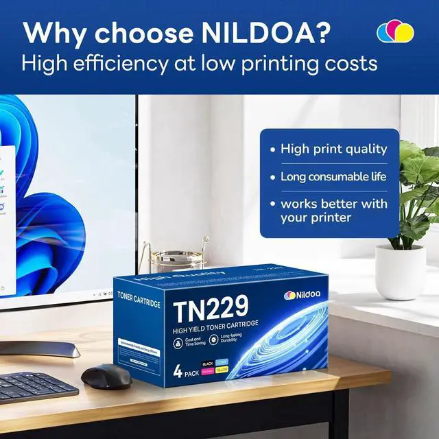 Alt view image 7 of 7 - Ennovor TN229 Toner Cartridges Black Cyan Magenta Yellow Replacement for Brother TN2294PK TN-229 MFC-L3720CDW MFC-L3780CDW HL-L3280CDW HL-L3220CDW HL-L3300CDW HL-L3295CDW (1BK/1C/1M/1Y)
