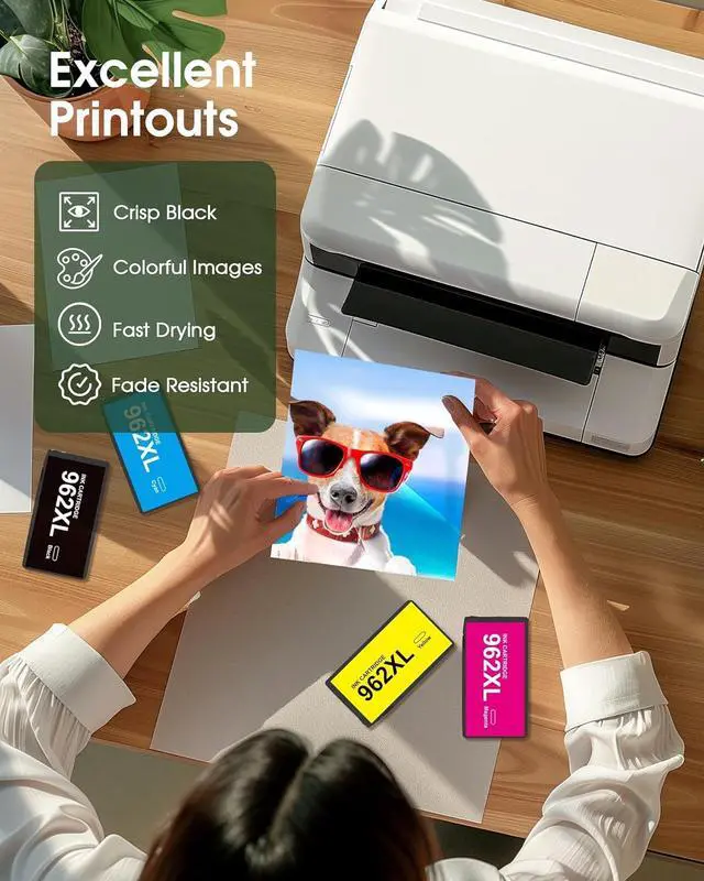 Alt view image 6 of 6 - Ennovor 962XL 962 XL Ink Cartridges Combo Pack for 962 962 XL Ink Cartridges for HP OfficeJet Pro 9010 9012 9015 9018 9019 9020 9025 Printer (1BK/1C/1M/1Y, 4 Pack)