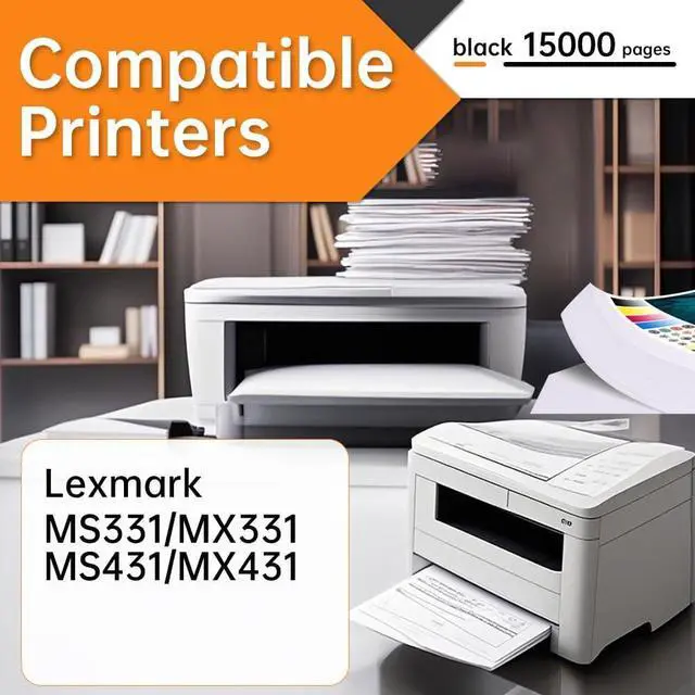 Alt view image 3 of 7 - Ennovor 55B1H00 High Yield Toner Cartridge with Chip 15,000 Page-Yield Compatible with Lexmark 55B1H00 55B1000 Work for MS331 MS431 MX331 MX431 Laser Printer(Black)