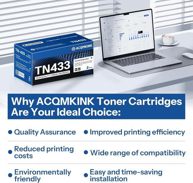 Alt view image 7 of 7 - Ennovor TN433BK TN433 High Yield Black Toner Cartridge Replacement for Brother TN-433 TN-433BK MFC-L8900Cdw HL-L8360Cdw HL-L8260Cdw Printer, TN4332PK