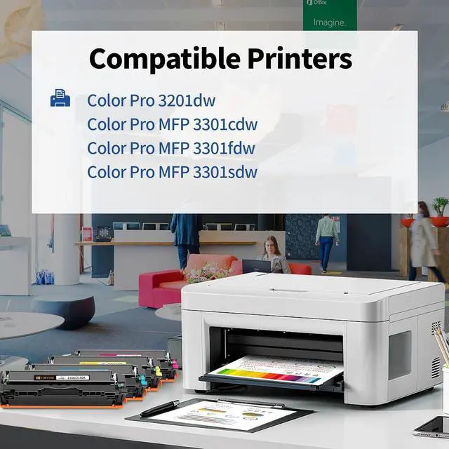Alt view image 2 of 6 - Ennovor JINTUM 218A Toner Cartridge Replacement for HP 218A 218X Toner for Color Pro 3201dw; Color Pro MFP 3301cdw 3301fdw 3301sdw Printers (with Chip)