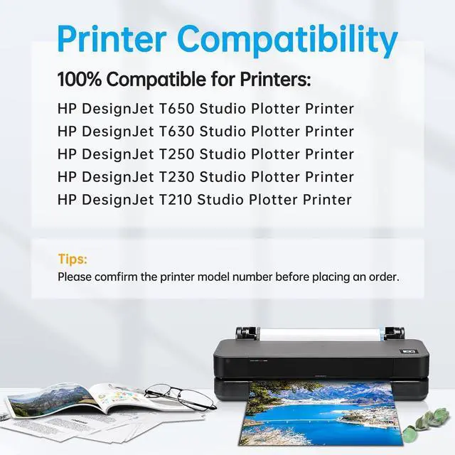Alt view image 2 of 7 - Ennovor 712XL 712 Ink Cartridges High Yield Replacement for HP DesignJet T650 T630 T250 T230 T210 Studio Plotter Printers (80-ML Black, 29-ML Cyan/Magenta/Yellow) 4-Pack