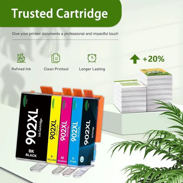 Alt view image 6 of 6 - Ennovor 902XL Ink Cartridges High Yield (4-Pack, 1Black/1Cyan/1Magenta/1Yellow) Replacement for HP 902XL Ink Cartridges Combo Pack for OfficeJet Pro 6978 6960 6968 6950 6951 6970 Printers