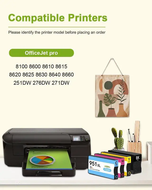 Alt view image 2 of 6 - Ennovor 950XL and 951XL Ink Cartridges Combo Pack Replacement for HP Ink 950XL 951XL Combo Pack for Officejet Pro 8600 8610 8620 8100 Printers 4-Pack (Black/Cyan/Magenta/Yellow)