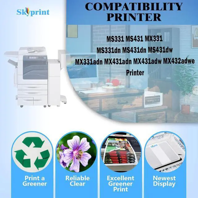 Alt view image 2 of 6 - Ennovor 55B1000 Black Toner Cartridge with Chip Compatible Lexmark 55B1000 Toner Use for Lexmark MS331 MS431 MX331 MX431 MX432 MS331dn MS431dn MS431dw MX331adn MX431adn MX431adw MX432adwe Printer Ink