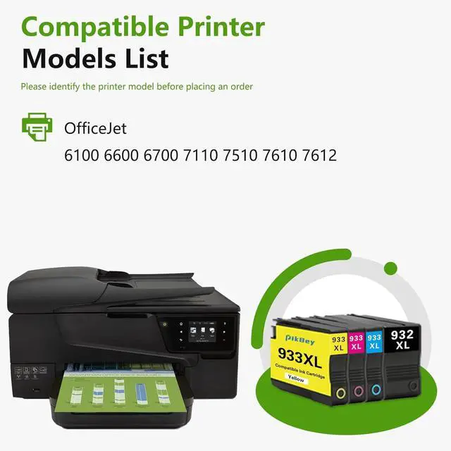 Alt view image 2 of 6 - 932XL 933XL Ink Cartridge Combo Pack Replacement for HP 932XL 933XL Ink Cartridges for Officejet 6100 6600 6700 7110 7610 7612 Printer (4 Pack,1Black/1Cyan/1Magenta/1Yellow)