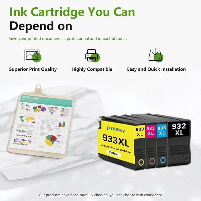 Alt view image 6 of 6 - 932XL 933XL Ink Cartridge Combo Pack Replacement for HP 932XL 933XL Ink Cartridges for Officejet 6100 6600 6700 7110 7610 7612 Printer (4 Pack,1Black/1Cyan/1Magenta/1Yellow)
