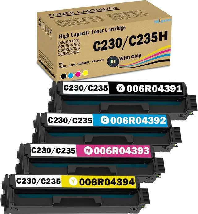 Main image of Ennovor C230 C235 Toner Cartridge (with Chip) 006R04391 006R04392 006R04393 006R04394 Replacement for Xerox C230 C235 Toner for Xerox C235DN C230DNI Printer High Capacity Black:5,500;CMY:4,500 Pages