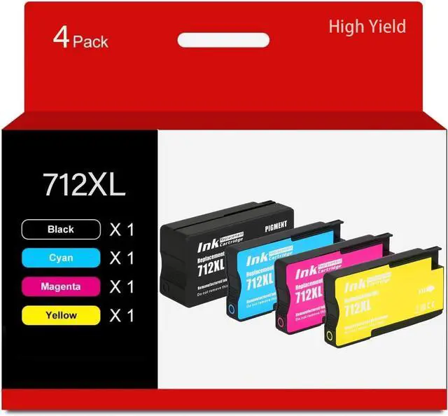 Main image of Ennovor 712XL High Yield Ink Cartridges Compatible for HP DesignJet 712 Ink Cartridges Combo Pack for HP DesignJet T210 T230 T630 T650 Studio Plotter Printer Ink