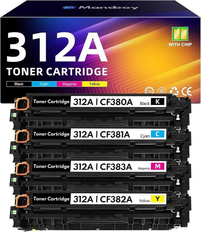 Main image of Ennovor 312A Toner Cartridges 4 Pack High Yield Replacement for HP 312A Toner CF380A CF381A CF382A CF383A for Color Pro MFP M476dw M476dn M476nw Printer Ink with Chip | Black Cyan Magenta Yellow