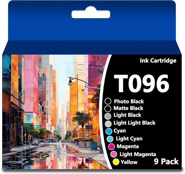 Main image of Ennovor INKSKY Remanufactured T096 96 Ink Cartridge T096120 T096220 T096320 T096420 T096520 T096620 T096720 T096820 T096920 Set Replacement for Stylus Photo R2880 Printer (9Packs,with Chip)