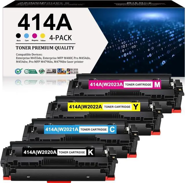 Main image of Ennovor 414A Toner Cartridges Replacement for HP 414A Toner cartridges 4 Pack Compatible for Enterprise M455dn, Enterprise MFP M480f, Pro M454dn Printers (4 Pack, 1Black/ 1Cyan/ 1Magenta/ 1Yellow)