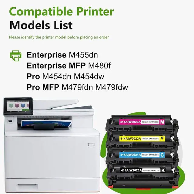 Alt view image 2 of 6 - Ennovor 414A Toner Cartridges Replacement for HP 414A Toner cartridges 4 Pack Compatible for Enterprise M455dn, Enterprise MFP M480f, Pro M454dn Printers (4 Pack, 1Black/ 1Cyan/ 1Magenta/ 1Yellow)