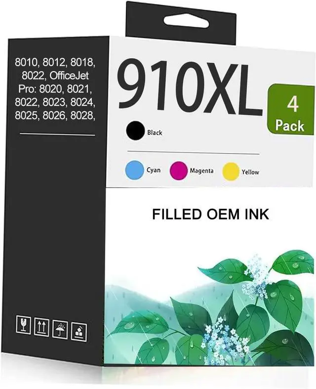 Main image of Ennovor 910XL Ink Cartridges Use for HP Printers OfficeJet Pro 8020e 8024e 8025e 8028e 8034e 8035e 3JB41AN 4-Pack (910XLBK 910CMY)