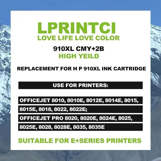 Alt view image 4 of 7 - Ennovor 910XL Ink Cartridges Use for HP Printers Officejet Pro 8010e 8012e 8015e 8020e 8024e 8025e 8028e 8035e 3JB41AN 5-Pack (Cyan Magenta Yellow 2 Black)