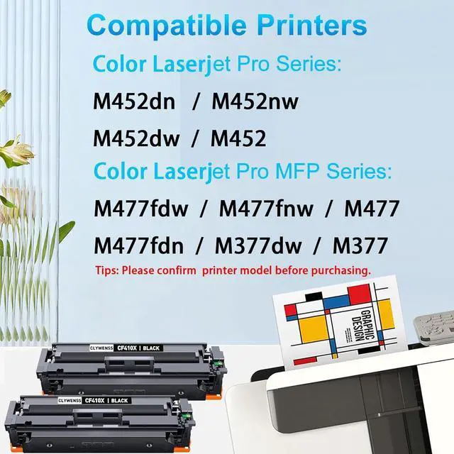 Alt view image 2 of 7 - Ennovor 410X Black Toner Cartridge Replacement for HP 410X CF410X 410A CF410A for Color Pro M452dn M452dw M452nw MFP M477fdw M477fdn M477fnw M377dw Printer (2-Pack)