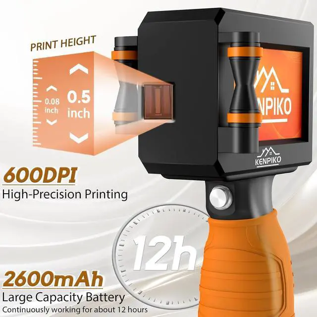 Alt view image 3 of 6 - Handheld Inkjet Printer,2024 Upgraded Handheld Printer Gun with 42ml Quick-Drying Ink Cartridge, Printing Height Up to 0.5 Inch Imprint Machine with 4.3 Inch Touch Screen for Barcode, Logo