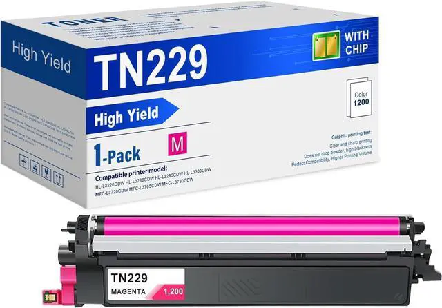 Main image of Ennovor TN229 Magenta Toner MFC-L3780CDW MFC-L3720CDW Toner Cartridges Compatible Replacement for Brother TN229 TN229XLM Toner for HL-L3280CDW HL-L3220CDW HL-L3300CDW HL-L3295CDW Printer (1 Pack)