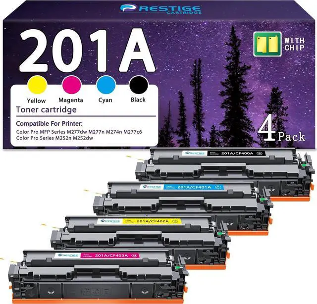 Main image of Ennovor 201A Toner Cartridges 4 Pack (Black, Cyan, Magenta, Yellow) Replacement for HP 201A High Yield for Color Pro MFP M277dw M252dw M252n M277n Printer | CF400A CF401A CF402A CF403A