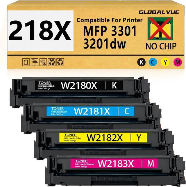 Main image of Ennovor 218X 218A Toner Cartridges 4 Pack (NO Chip) Compatible with HP 218X 218A Toner Cartridges Work for Color Pro 3201dw MFP 3301cdw 3301fdw 3301sdw 3201 MFP 3301 Series Prints