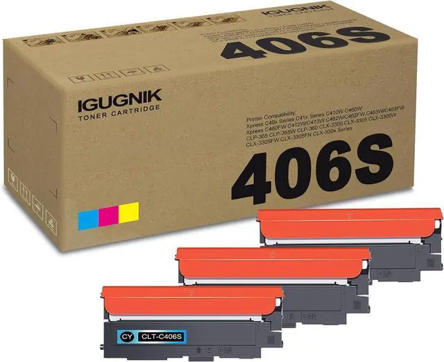 Main image of Ennovor 3 Pack CLT-C406S M406S Y406S C/M/Y Toner Cartridge Replacement for Samsung CLT-406S Work with Xpress C46x Series C41x Series C410W C460W C460FW C412W/C413W C462W/C462FW C463W/C463FW |CLT-406S