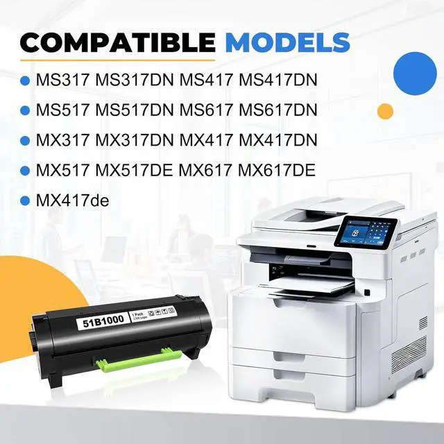 Alt view image 2 of 5 - Ennovor Remanufactured 51B1000 Toner Cartridge Compatible for Lexmark MS317 MS317DN MS417 MS417DN MS517 MS517DN MS617 MS617DN MX317 MX317DN MX417 MX417DN MX517 MX517DE MX617 MX617DE MX417de Printers