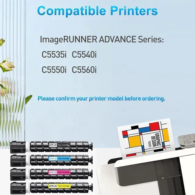 Alt view image 2 of 6 - Ennovor Compatible GPR-55 Toner Cartridge Replacement for Canon GPR-55 GPR55 for Canon ImageRunner Advance C5535i C5540i C5550i C5560i Printer (Black Cyan Magenta Yellow, 4-Pack)